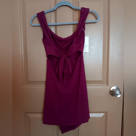 Halara Purple Tie Open Back Sleeveless Lace Up Split Hem Dress Red Violet - Picture 14 of 14